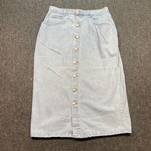 Starwear Denim Maxi Skirt Sz 18 Womens Blue Grunge 90s Button Front Long Jean